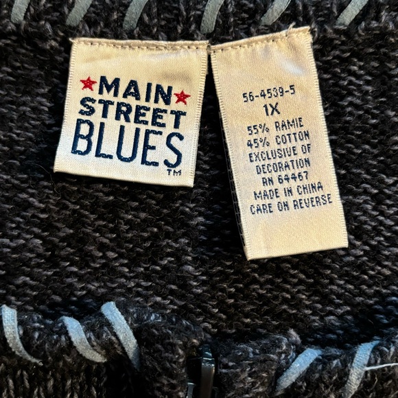 Vtg Blue Ugly Christmas Sweater Sz 1X Heavy Rhinestones Snowflakes Sparkle Santa - Picture 12 of 12